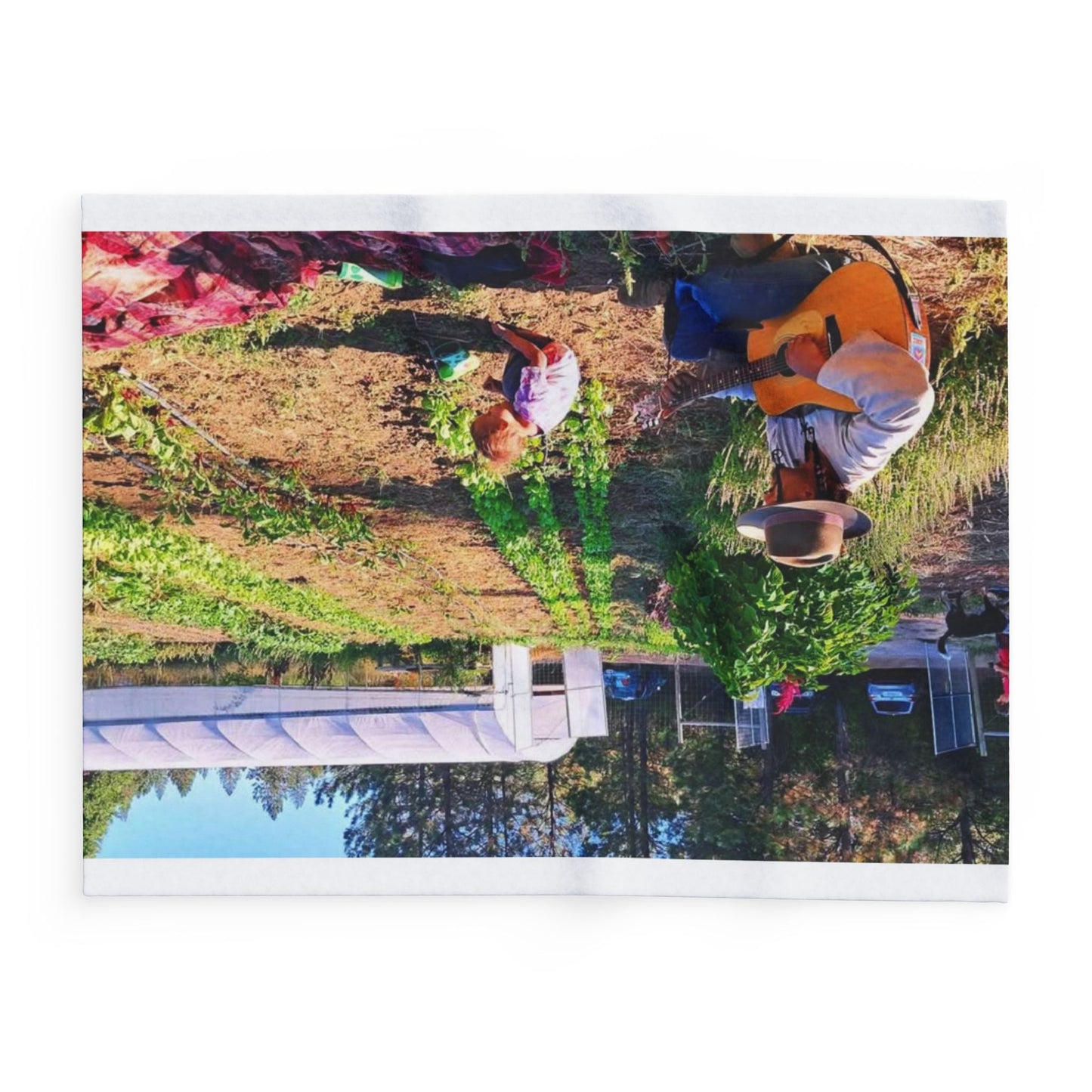 father and daughter in garden Fleece Blanket with Farm Life Design, Perfect for Home Decor, Gift for Nature Lovers, Travel Blanket, Summer Picnics, [...]